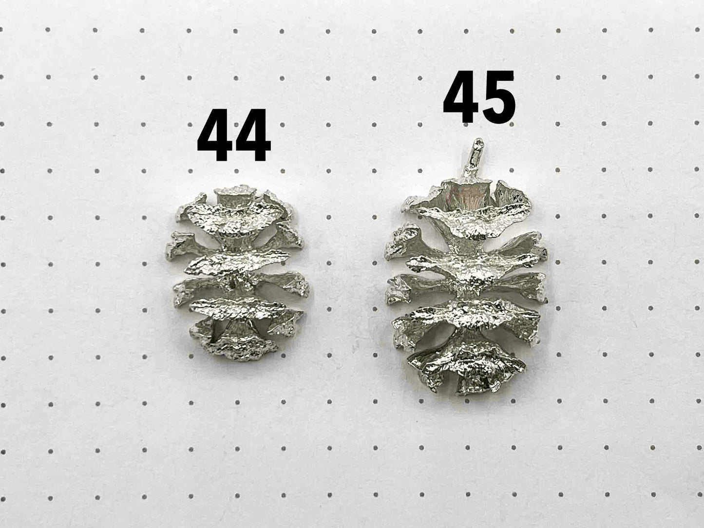 Sterling Silver Dawn Redwood Cone Half with Flattened Back